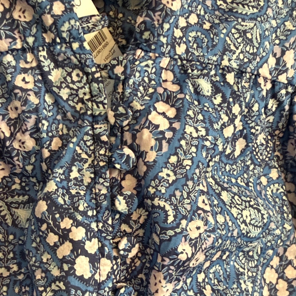 J. Crew Blue and White Paisley Blouse with liberty fabric - Picture 5 of 10